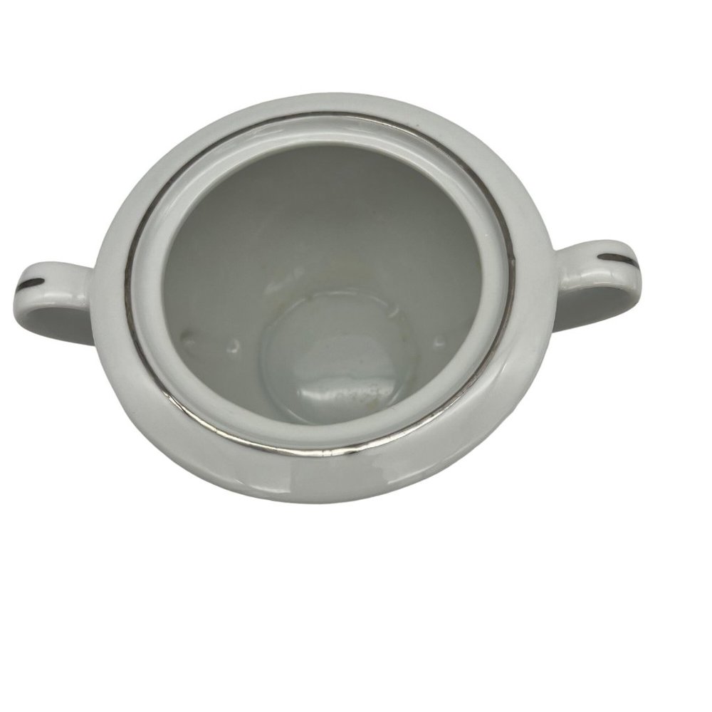 Fine China of Japan Huntington Sugar Bowl with Lid White Flowers Platinum Trim - Picture 3 of 7